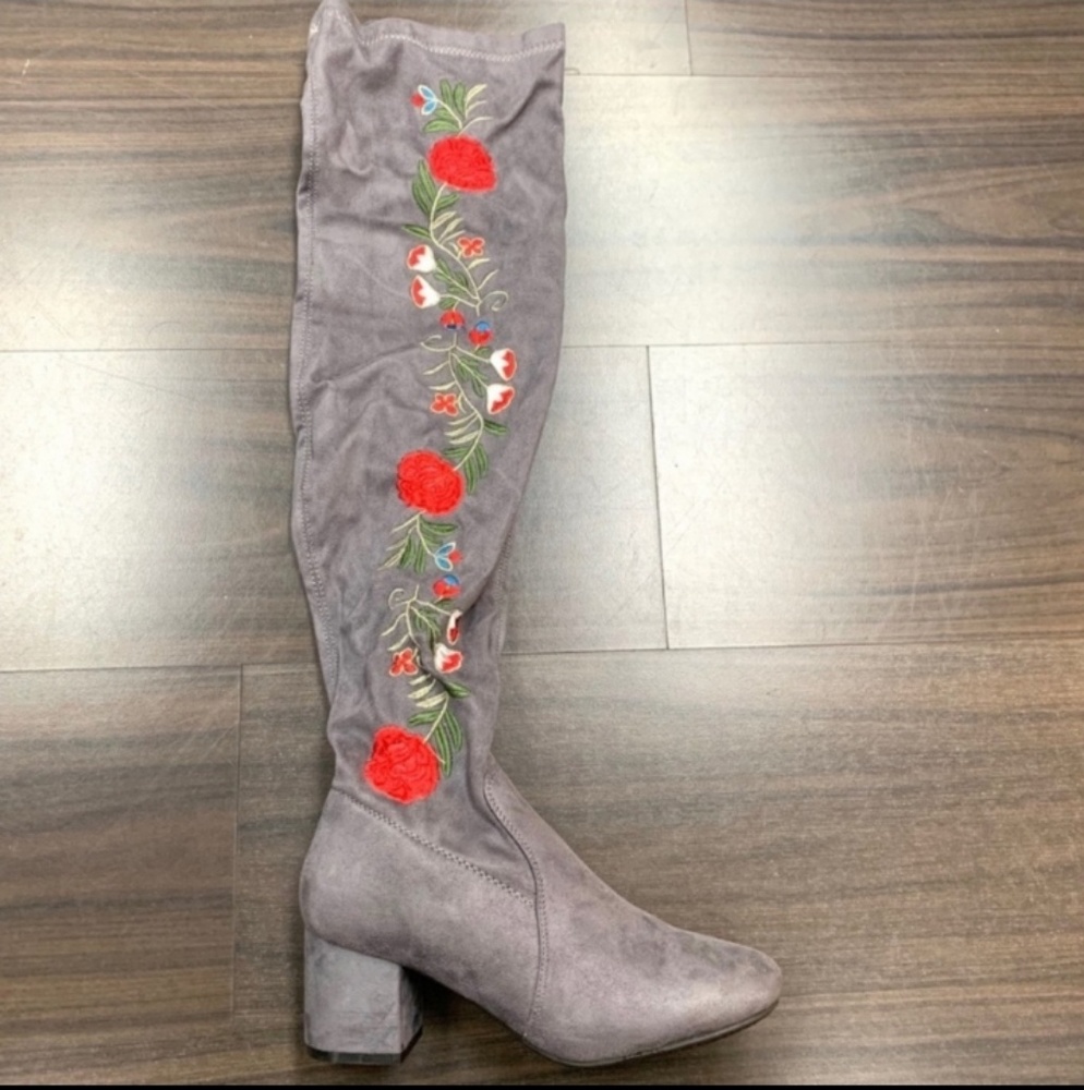 ❤ Over knee floral boots